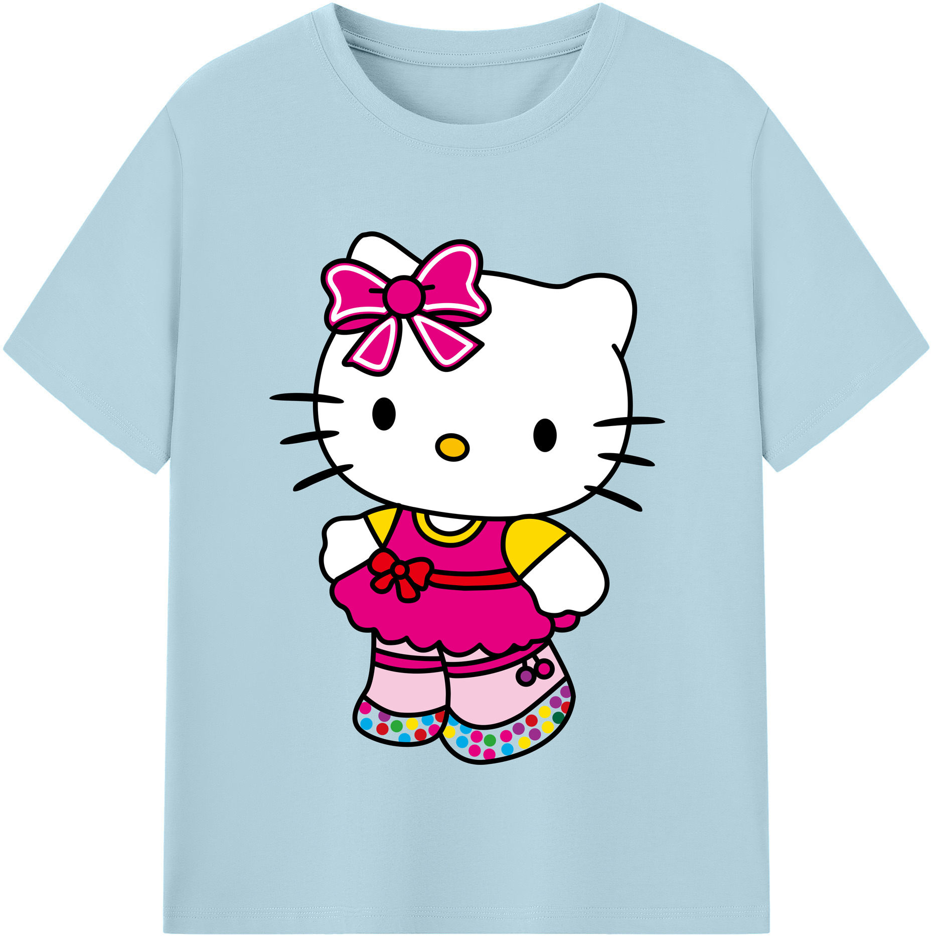 （画像用） Hello Kitty ハローキティ 綿100％半袖Tシャツ（フロントプリント）
